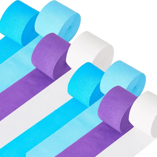 Miniatura 8 de Kit de serpentinas de papel crepé, 8 rollos de 656 pies, negro, morado, azul, verde, a granel para decoración de videojuegos, fiestas, cabina