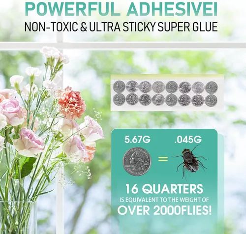 Miniatura 5 de 60 trampas para moscas de ventana para interiores y exteriores, insectos, insectos, moscas y moscas de la fruta, adhesivo adhesivo para matar