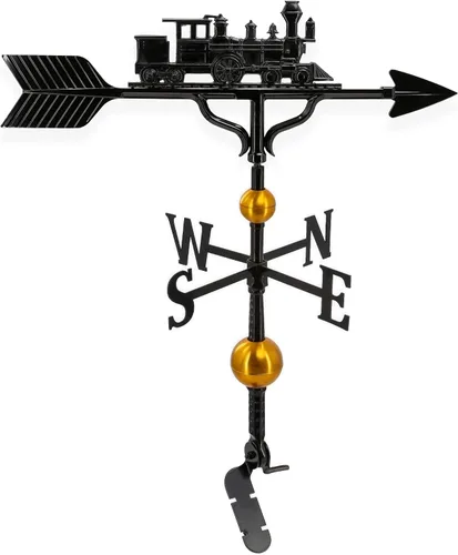 Montague Metal Products Veleta de lujo de 32 pulgadas con adorno de tren negro satinado