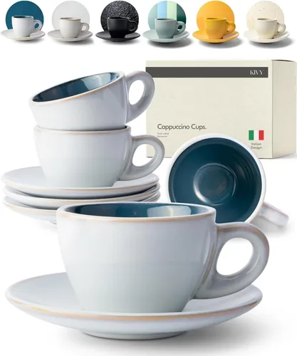 Miniatura 9 de KIVY Tazas de Gres para Espresso, Juego de 4 Piezas - Diseño Italiano, de Paredes Gruesas, 3 oz, Aptas para Microondas y Lavavajillas Verde