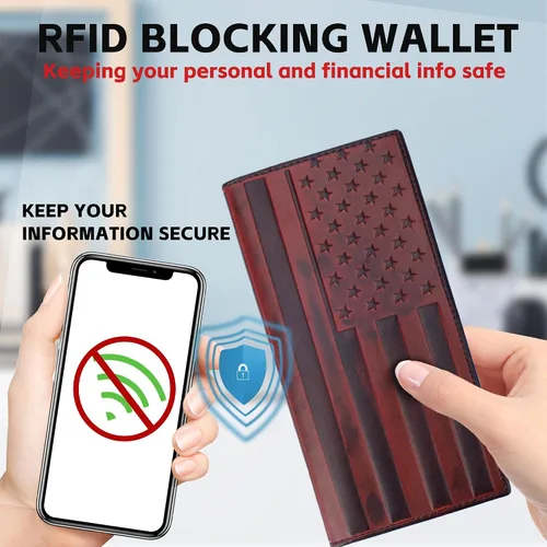 Miniatura 4 de Billeteras occidentales para hombres, cartera de chequera Rodeo para vaqueros, billetera larga plegable para hombre, tarjetero con bloqueo RFID