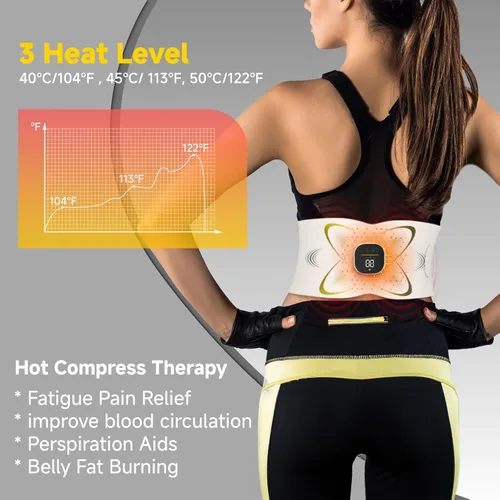 Miniatura 6 de Escultor de abdominales, cinturón de tonificación abdominal con almohadilla térmica para eliminación de celulitis estomacal, quema de grasa, máquina