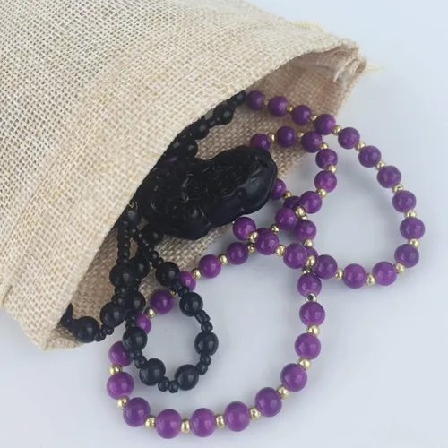Miniatura 4 de Bolsas de yute con cordón de ajuste de algodón para regalos, 50 unidades Crema