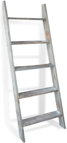Miniatura 10 de HONEST OUTFITTERS Escaleras para Mantas para la Sala de Estar, Soporte de Mantas de 5 Niveles, Estante de Mantas Inclinado en la Pared, Estantes