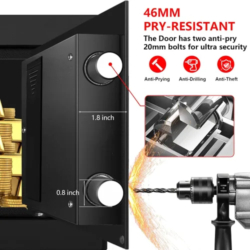 Miniatura 3 de Caja fuerte pequeña de 1.3 Cub para uso doméstico, a prueba de fuego y agua, caja de seguridad digital ignífuga con cerradura de combinación