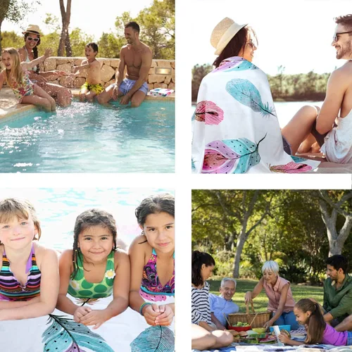 Miniatura 7 de Toalla de playa fina de secado rápido, sin arena, súper absorbente, impresa en dos lados, manta grande de gran tamaño para viajes, piscina, baño