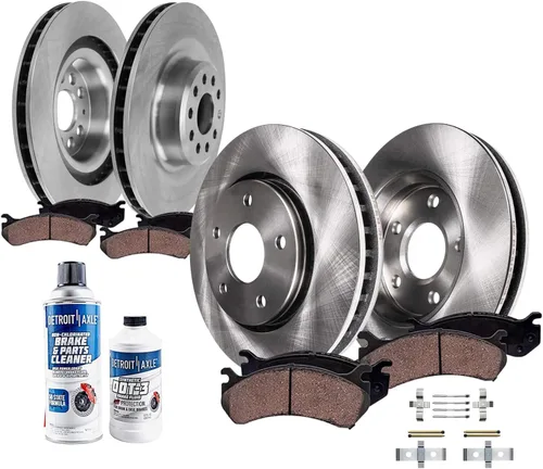 Miniatura 11 de Detroit Axle - Rotores de freno delanteros y traseros de 12.99 pulgadas (12.008 in) y pastillas de cerámica de repuesto para Chevy Avalanche 1500