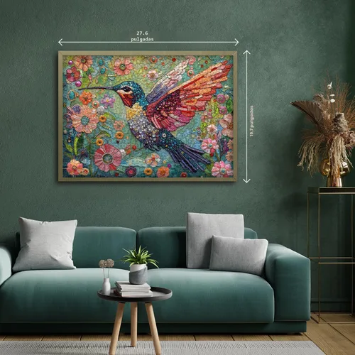 Miniatura 4 de Rompecabezas de Colibrí para Adultos 1000 Piezas, Rompecabezas de Arte de Aves de la Naturaleza, Flores y Joyas, Rompecabezas de Diamantes