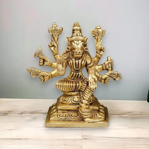 Miniatura 8 de LOVENSPIRE Estatua de la diosa Varahi Devi Amman de latón macizo para Pooja (3 pulgadas) – Ídolo de la deidad espiritual india para decoración