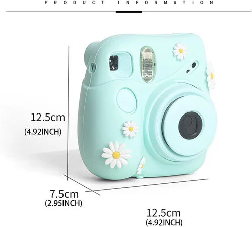 Miniatura 3 de Funda de silicona para Fujifilm Instax Mini 7+7 Plus piel de cámara instantánea, funda protectora con correa de hombro ajustable
