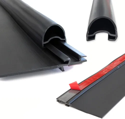 Combo de gomas negras deslizables para caravanas | 018-312-EKD y 018-341 EK | Limpiaparabrisas D-Seal de 1 x 15/16 x 35 pies y base de sello de 1/2