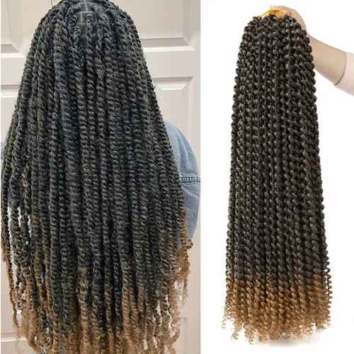 Miniatura 63 de Cabello Passion Twist de 30 pulgadas, cabello rubio de ondas de agua con ganchillo para mujeres, cabello rubio Passion Twist de ganchillo largo 27#