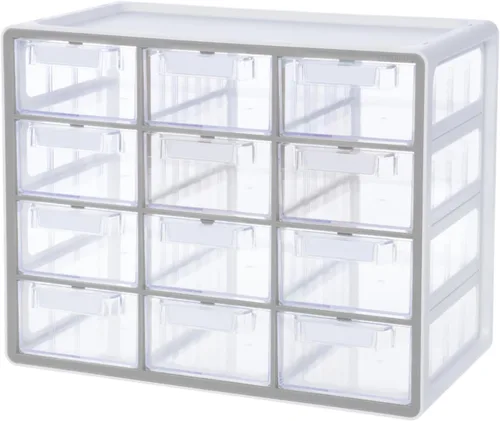 Miniatura 10 de Blue Ginkgo Gabinete mediano de 16 cajones, organizador transparente apilable para hardware, cuentas, ladrillos de plástico, oficina y Gris