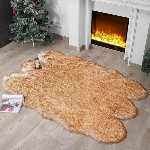 Miniatura 34 de linmopm Alfombra de piel sintética de pelo lanudo esponjoso negro de 2x6 pies para dormitorio, cabecera de la cama, suelo, sala de estar, cojín