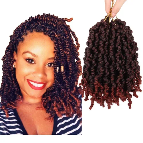 Miniatura 14 de Dorsanee Extensiones de cabello sintético corto estilo Bob Spring Twist de 6 pulgadas, 6 paquetes de extensiones de cabello sintético pretrenzado