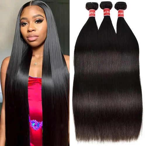 Miniatura 13 de Manojos de cabello humano lacio de 16, 18, 20 pulgadas, 12A, extensiones de cabello humano virgen brasileño 100% sin procesar, extensiones
