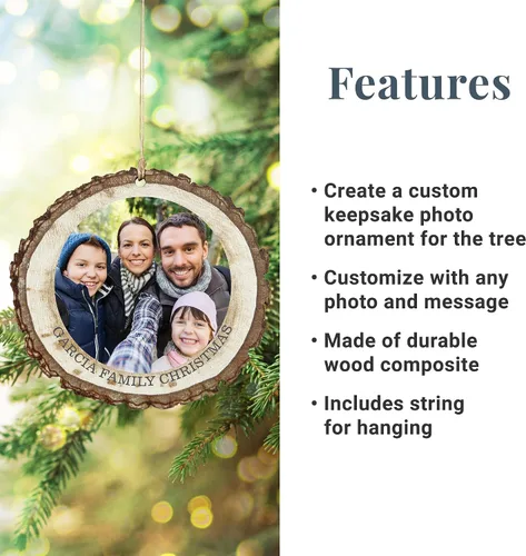 Miniatura 2 de Adorno de Navidad personalizado de Let's Make Memories - Sube tu foto - Adorno navideño conmemorativo 2025 para familia, pareja, amigo - Foto