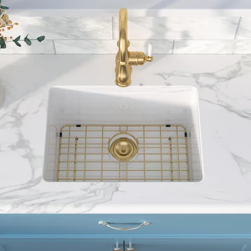 Miniatura 3 de Sarlai White Undermount/Drop In Kitchen Sink 24 x 18 Inch Laundry Sink 11 Inch Extra Deep White Fireclay Ceramic Single Bowl Dual-mount Utility