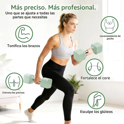 Miniatura 3 de Juego de mancuernas ajustables de 20 libras, juego de mancuernas de pesas libres 4 en 1 para, 4lb 6lb 8lb 10lb, con mango antideslizante de metal