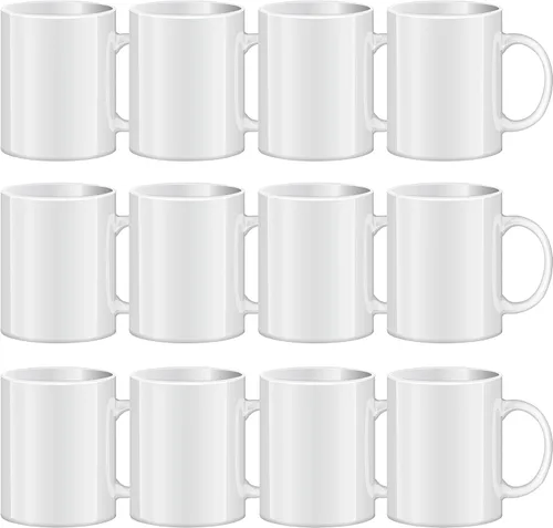 TANGLONG Tazas de sublimación en blanco, tazas para sublimación, tazas para sublimación de cerámica blanca, tazas a granel para café, té, latte,