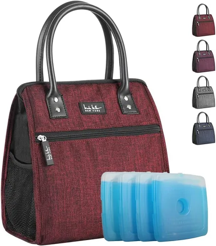 Miniatura 7 de Nicole Miller - Bolsa térmica para el almuerzo, bolsa térmica suave de gran apertura, bolsa de hielo para alimentos con soporte para botellas de Azul
