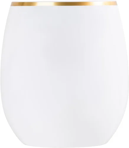 Miniatura 25 de PLASTICPRO Paquete de 12 copas de vino de plástico transparente con borde dorado, sin tallo, desechables, de 12 onzas, sin BPA, vasos de vino