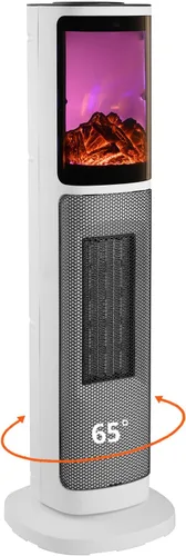 Calentador de espacio de torre de cerámica de 750 W/1500 W con llama 3D, calentador eléctrico con oscilación de 65°, termostato ajustable y control