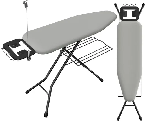 Miniatura 10 de Yaheetech Tabla de planchar, tabla de planchar compacta con soporte para cable, soporte para plancha de vapor y bandeja de almacenamiento inferior