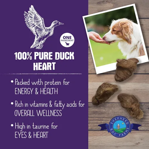 Miniatura 2 de Shepherd Boy Farms Golosinas liofilizadas para perros y gatos, corazón de pato, golosinas y aperitivos naturales liofilizados para perros
