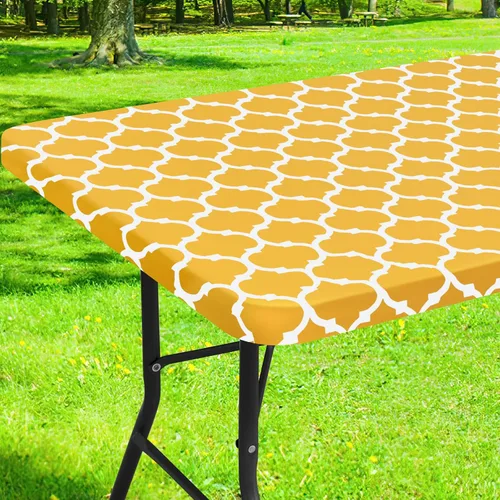 Miniatura 33 de Smiry Mantel cuadrado para mesa de pícnic, manteles de camping impermeables elásticos ajustables, protector de mantel de vinilo con respaldo de Gris