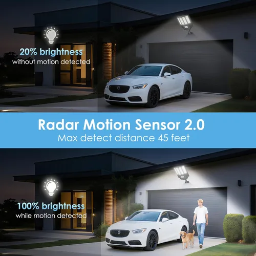 Miniatura 3 de 1200W Luces solares de calle al aire libre impermeables, luz solar de gran angular alimentada del anochecer al amanecer, control remoto y sensor