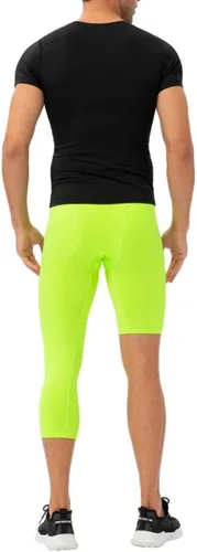 Miniatura 37 de Pantalones de compresión para hombre, mallas de compresión de una pierna para baloncesto, capri 3/4, leggings atléticos, capa base de secado fresco