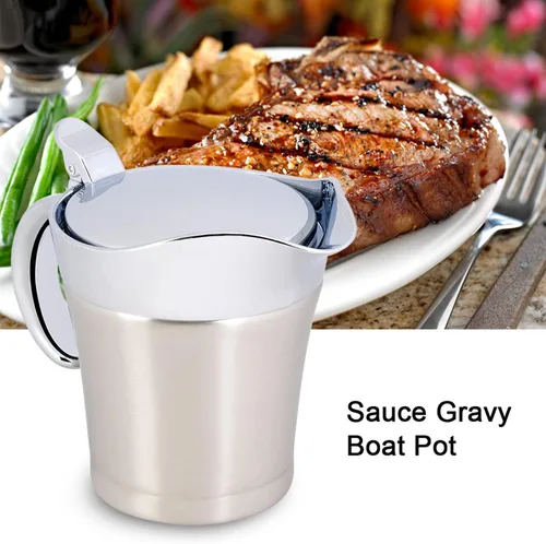 Miniatura 5 de Salsa de 15.2 fl oz, olla de salsa, acero inoxidable 304 con aislamiento térmico de doble pared, recipiente para servir bebidas, olla de cocina