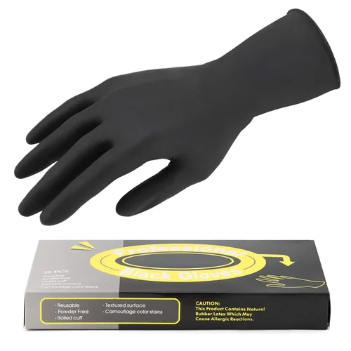 Segbeauty Guantes de tinte para el cabello, 20 unidades, guantes de color negro reutilizables para el cabello, guantes de goma lavables