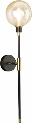 Miniatura 8 de KCO Apliques de pared con enchufe de 1 luz, cable de interruptor de encendido/apagado, lámpara de pared moderna negra con brazo largo de globo
