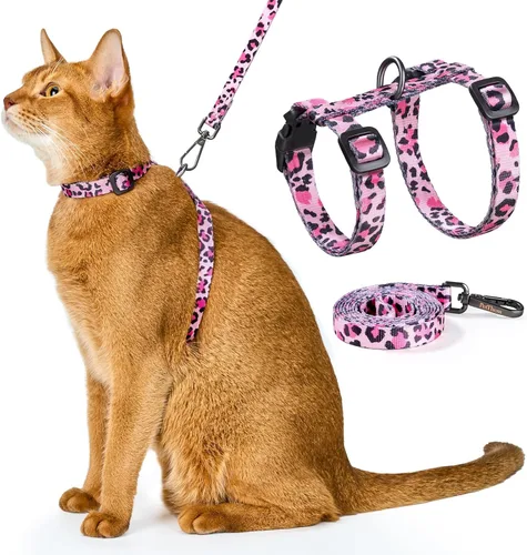 Miniatura 13 de Juego de arnés y correa para gatos - Arnés ajustable a prueba de escape, cómodo, suave y ligero, uso seguro y fácil, arnés para gatitos para caminar