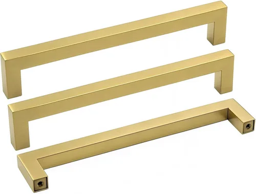 Miniatura 8 de Goldenwarm Paquete de 10 manijas cuadradas de bronce champán de 3 pulgadas (2.992 in) para armarios de cocina, armarios, aparadores y accesorios
