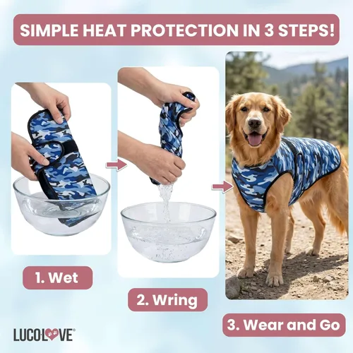 Miniatura 5 de Chaleco refrescante para perros, 2 capas de enfriamiento con tela de microfibra suave, ligero, ajustable y cómodo, protección UV para perros