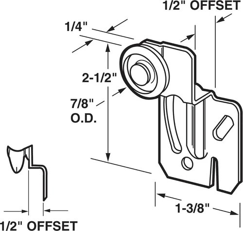 Miniatura 2 de Prime-Line MP6501 Rodillo para puerta de armario con desplazamiento de 1/2 pulgada y rueda de nailon de 7/8 pulgadas (paquete de 2), zinc