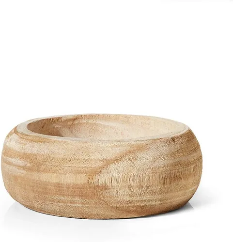 Serene Spaces Living Paulownia Cuenco Redondo de Madera – Cuenco de madera decorativo hecho a mano para decoración, fiestas, bodas, centro de mesa