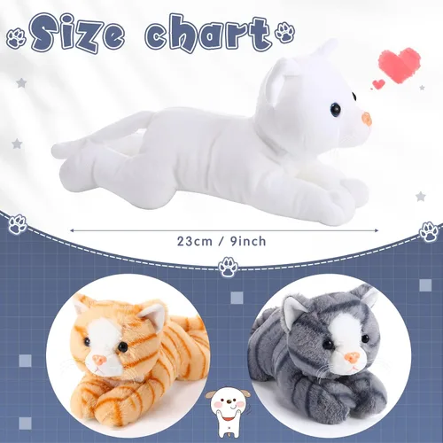 Miniatura 2 de 3 piezas de peluche de gato de 9 pulgadas, regalo para baby shower, regalos de fiesta, lindos juguetes de peluche para gatos pequeños, suministros