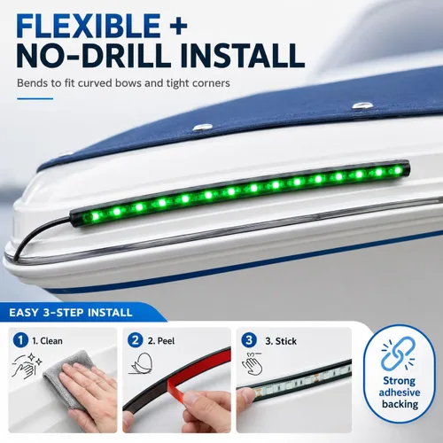Miniatura 5 de Luces de navegación – Luces de proa LED, verde y rojo, pesca nocturna, cubierta, IP67 impermeable para pontón, bote auxiliar, kayak, barco Jon, yate