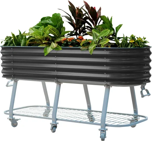 Vego garden Cama de jardín elevada de 2 x 6 pies con patas y sistema de células de absorción, perfecta para jardinería de verduras, hierbas y flores