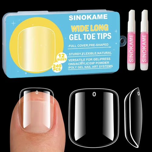 Miniatura 10 de SINOKAME - Uñas postizas transparentes a presión cortas con kit de pegamento para uñas, puntas de uñas postizas pintables mate, para camas de uñas