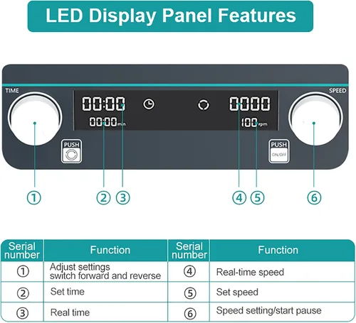 Miniatura 2 de Agitador magnético de laboratorio, agitador de pantalla digital LED, gran capacidad 10-50 L, fuerte fuerza magnética + hacia adelante y hacia atrás