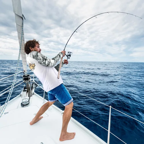 Miniatura 63 de Palmyth - Camiseta de pesca para hombre, con manga larga, protección solar ultravioleta FPU 50+, con bolsillo