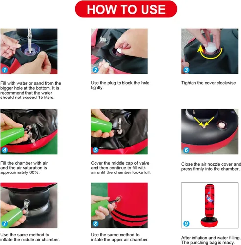 Miniatura 7 de Punching Bag Kid,Boxing Bag for Kids,Inflatable Dummy, Inflatable Punching Bag, De-Stress Boxing Bag for Kids. Rojo