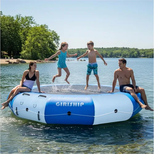Miniatura 4 de Inflatable Water Trampoline for Lake, 8/12FT Heavy Duty Floating Lake Trampoline for Water with Pump & Ladder, Ocean Pool Jumping Platform for