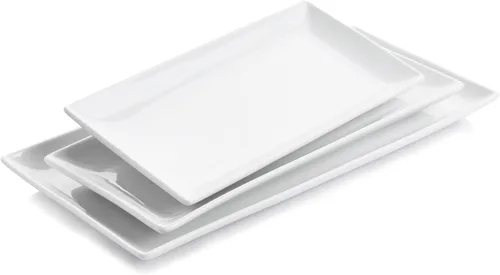 Miniatura 11 de WishDeco Juego de 6 platos rectangulares pequeños, platos blancos de 9 pulgadas, platos de cerámica para sushi, platos de servir para aperitivos