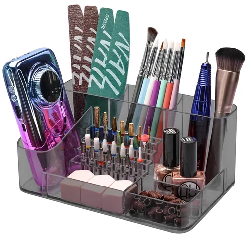 Miniatura 11 de CGBE Organizador para brocas de taladro de uñas, organizador de 28 agujeros para brocas de uñas, organizador profesional de herramientas para uñas